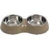 JACK AND VANILLA, Ciotola Doppia Antiscivolo in Acciaio Inox e plastica Tortora per Animali, Design Elegante, Facile da Pulire, capacità 2 x 220 ml, Dimensioni: 2 x 220 ml, Colore: Tortora/Inox,