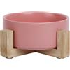 JACK AND VANILLA, Ciotola in Ceramica Rosa con Supporto in bambù, Design Moderno e Durevole, Facile da Pulire, Ideale per Cani di Piccola o Media Dimensione, 850 ml, Rosa, Modello Bon Appetit