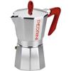 PEDRINI Caffettiera Caffettiera Caffè Espresso Lega di Alluminio EN 601 Design Italiano (Rosso, 6 Tazze)