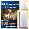 ZWERKZEUG Porta di Protezione Antipolvere, confezione da 2, Extra Resistente 100 Micron Impermeabile Anti-Polvere Porta con Zip, 220 cm x 120 cm, Trasparente