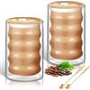 KEHTUNAHT Tazzine Caffe Vetro Doppia Parete 2 X 400ml Tazze da Caffè con 2 Cucchiaino Tazza da Latte Macchiato Doppia Parete Bicchierini Vetro Borosilicato Isolamento