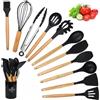 maryse SET MESTOLI CUCINA 11 UTENSILI IN SILICONE CON MANICO IN LEGNO ANTIADERENTE