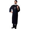 SMIFFYS Costume da prete, nero con abito lungo e collana Halloween