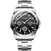 JewelryWe Coppia di orologi, in acciaio inox, 30 m, impermeabile, analogico, al quarzo, per coppie, orologio da polso, in acciaio inox, per partner, per uomo e donna, Numeri romani - Nero - Orologio