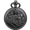 ManChDa Orologio da tasca - Orologio da tasca speciale 3D treno ferrovia a vapore copertura antica Steampunk orologio da tasca e catena orologio da taschino al quarzo vintage da uomo + confezione