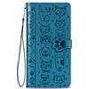 Fertuo Cover per Oppo A16 / A16S / A54S, Custodia Portafoglio a Libro in Pelle Flip Cover con Porta Carte, Chiusura Magnetica [Disegni di Gatto Cane] Case Antiurto per Oppo A16S, Blu