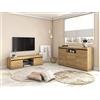 Skraut Home - Set Naturale soggiorno sala da pranzo, mobili ausiliari, buffet mobile-tv 140cm Rovere Nero Nordico