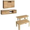 Skraut Home | Mobili da soggiorno | Modello naturale | Credenza, Mobile per TV, Tavolino da caffè e Tavolo da pranzo allungabile | Stile Nordico | Colore Rovere e Nero