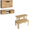 Skraut Home | Mobili da soggiorno | Modello naturale | Credenza, Mobile per TV, Tavolino da caffè e Tavolo da pranzo allungabile | Stile Nordico | Colore Rovere e Nero