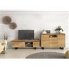 Skraut Home - Set Naturale Sala da Pranzo, Mobile Ausiliario, Credenza-Mobile TV 160 cm Rovere Nordic Nero