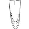 COOLSTEELANDBEYOND Collana Lunga Argento Nero Catene Multifilo Sovrapposte a Cascata, Perla di Cristallo Nero e Pendente a Cerchio Smussato