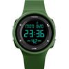 TONSHEN Fashion Simple Sportivo Orologio da Uomo Ragazzo Ragazza 50M Impermeabile Outdoor Militare Multifunzione LED Elettronico Doppio Tempo Allarme Cronometro Orologi da Polso (Verde)