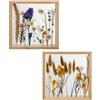 DRW Set di 2 cornici in legno e acrilico con fiori artificiali assortiti in tonalità naturali, 17 x 17 x 3 cm