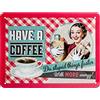 Nostalgic-Art Targa Vintage Say it 50's - Have A Coffee - Idea Regalo per i nostalgici, in Metallo, Design Retro per Decorazione, 15 x 20 cm