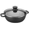Lacor 25832- Casseruola Bassa di Alluminio Pressofuso, Coperchio di Vetro, Diametro 32 cm
