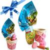 NARAMAKI Idee Regalo Pasqua 2025 - Cestino Porta Vaso Colorato da 9cm + 1 Uovo di Pasqua Gold Bunny da 25gr con Mini Sorpresa + Decorazioni Pasquali