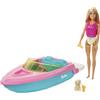Barbie Playset con Bambola Bionda, Motoscafo Galleggiante, Cucciolo e Accessori, Giocattolo per Bambini 3+Anni, GRG30