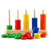 Dida Abaco Montessori in Legno - Strumento Didattico Educativo per Contare, Ordinare e Sviluppare Logica e Motricità Fine - 5 File da 10 Palline, Colori Atossici, dai 3 Anni