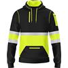 trending babz Felpa con cappuccio da uomo Hi Vis ad alta visibilità da lavoro con cappuccio e nastro riflettente multi tasche con cerniera Pullover con cappuccio top S/XXL, giallo nero, XL