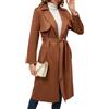 AGYMNX Cappotto di camoscio da donna lungo trench con cintura in pelle scamosciata cappotto autunno giacca giacca da donna giacca a vento cappotto con tasche, caffè, S