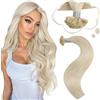 Moresoo Extension Capelli Veri Cheratina Biondo Chiaro Remy Extension Cheratina Capelli Veri Biondo Platino #60 35 cm 40g 50 Ciocche