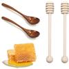 ZIJANG Cucchiaio per Miele, 4 Pezzi Cucchiaio Miele Legno, 16 cm Bastoncini Miele e 14 cm Cucchiaio Legno, Cucchiaio per Miele Agitatore per Api, tè, caffè