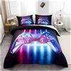 Tabeskly Gioco Gamepad Ragazzi Sacco Copripiumino Matrimoniale Bambino Piumino Matrimoniali Letto Set Blu Nero 200x200cm