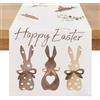 DecorMommt Runner Tavola Happy Easter Coniglio Stampa Runner Tavola Lavabile Runner Tavola Lino Moderno Primaverile Carota Foglie Verdi Decorazione per Interni ed Esterni, Feste e Vacanze, 40 x 140 cm