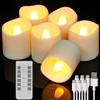 PChero - Candele ricaricabili senza fiamma, con telecomando, set di 6 candele a LED tremolanti con cavo USB timer automatico e spegnimento automatico