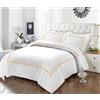 Tamor® Set copripiumino ricamato a punto Baratta, con federe abbinate, in microfibra spazzolata ultra morbida, design chic e moderno, facile da pulire e lavabile in lavatrice (bianco/oro,