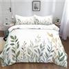 Generic Copripiumino Pianta Foglie Selvatiche Set copripiumino modello Easy Care, design moderno Bianco Morbido e accogliente 220 x 240 cm copripiumino con 2 federe per bambini bambine adulti