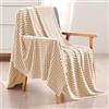 Comart - Plaid Waffle - 200x220 cm - Effetto Pile - Coperta Grande XXL - per Divano, Letto Singolo e Matrimoniale - Plaid Caldo e Super Morbido - per Tutte le Stagioni - Lavabile in Lavatrice - Beige
