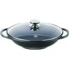 Berndes Specials Enduro Wok con Coperchio in Vetro 32 cm con Bacchette e Griglia, 5.5 Litri, Alluminio Pressofuso