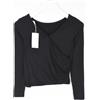 MANGO Blusa Ragazza XS Manica Lunga V-Neck Glitter Nera