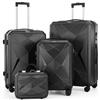 Oyajia Set di 4 valigie rigide leggere ABS + PC espandibile valigia da viaggio durevole trolley bagaglio a mano set con serratura TSA e 4 ruote (S M L XL -nero), Nero , 50 x 31 x 76 cm, moderno