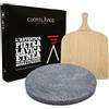 CUORE LAVICO - KIT PIASTRA REFRATTARIA IN PIETRA LAVICA ETNEA TONDA PER PIZZA DIAMETRO 35 SP. 2 CM + PALA | FORNO A GAS, ELETTRICO E BARBECUE PER PANE E PINZA - MADE IN ITALY