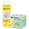 Garnier Bio Crema Viso Giorno Vitamina C per Pelli Spente Riduce Linee Sottili con Super Agrume 50ml + SkinActive Trattamento Liquido Illuminante per Pelle Sensibile 120ml