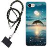 WUACYEAMING Cover per Google Pixel 3,Cover Case in Silicone Trasparente Ultra Sottile e Leggera TPU Tramonto Delfino+1* Cordino Cellulare Universale