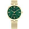 Tommy Hilfiger Orologio Analogico al Quarzo da Donna con Cinturino in Maglia Metallica in Acciaio Inossidabile di Colore Dorato - 1782711