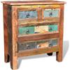 vidaXL Armadietto portaoggetti, cassettiera per soggiorno, corridoio, credenza con 4 cassetti, armadietto portaoggetti, stile rustico retrò, in legno massello riciclato