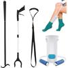 ZHANChen Kit di Recupero 4 Pezzi Infila Calze per Anziani, Pinza Telescopica, Calzascarpe Lungo, Cintura di Sollevamento Gambe con Maniglia per Anziani Donne Incinte Persone Immobili