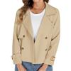 Tuopuda Trench Donna Corto Giubbotto Giacca Primaverile Autunnale Doppiopetto Classico Antivento Trench Coat Maniche Lunghe Trenchcoat Cappotti Mantello Windbreaker Giacche con Tasche, Beige, L