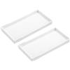 QUARKZMAN 2pz Vassoio da Portata Piccolo Bianco Mini Vassoio 4 x 8 Vassoi da Portata Rettangolari in Plastica in Legno Piatto Decorativo Ottomano per Colazione Cucina