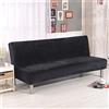 Surwin Copridivano Senza Braccioli 2/3 Posti Elasticizzato Tinta Unita Velluto Antimacchia Fodera per Divano Letto Antiscivolo Lavabile Pieghevole Clic Clac Copri Divano (L:190-210cm,Grigio Scuro)