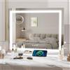 YU YUSING Specchio Trucco con Luci, 58X48cm Specchio Led Trucco USB, 3 Temperature di Colore, Specchio da Tavolo Ingrandimento10X, Specchio Cosmetico da Parete