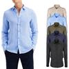 Camicia Uomo Di Lino Casual Slim Fit Manica Lunga Bianca Celeste Blu Verde Veque