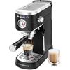 CASABREWS Macchina Caffè Macinato, 20 Bar Macchina da Caffè Espresso Manuale e Cappuccino, Per Polvere di Caffè, Serbatoio Estraibile 1L, 1350W, Piano Scaldatazze, Inox, Nero