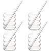 Hanseküche Set di bicchieri a bolle con cannuccia in vetro [4 x 350 ml] - ideale per caffè freddo, acqua e cocktail - set di bicchieri da long drink, bicchieri da caffè ghiacciato, bicchieri da caffè