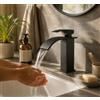 JUNSHENG Miscelatore per Lavabo, Miscelatore Monocomando per Acqua Calda e Fredda, Miscelatore Moderno per Lavabo, Nero, Bocca a Cascata