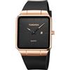 TONSHEN Uomo e Donna Orologi da Polso Unisex Acciaio Inossidabile Quadrato Quadrante Calendario Cassa e Gomma Cinturino Analogico Quarzo Orologio (Rosa Nero)